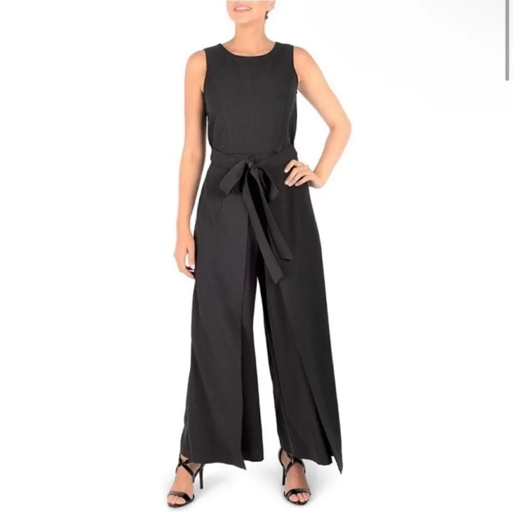 Julia Jordan Waist Tie High Neck JumpsuitBlack‎ Size 4